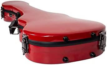 Crossrock Fiberglass Case за баритонски укулеле со отстранливи ленти за рамо и заклучување на TSA, црвено