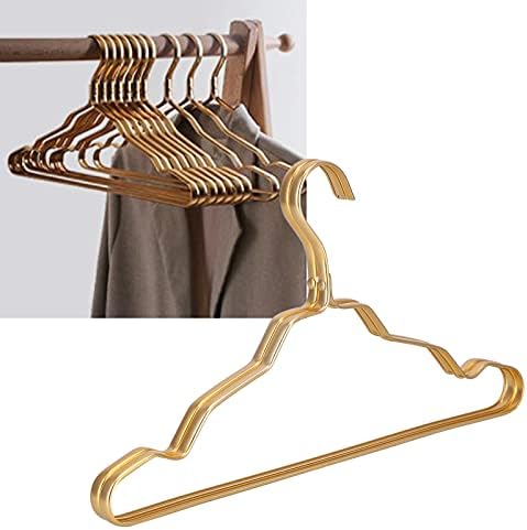 Закачалки за палто од 10 парчиња, закачалки со метални закачалки со закачалки за облека со не -лизгачки жлебови за заштеда на простор за заштеда на облека, 41 см