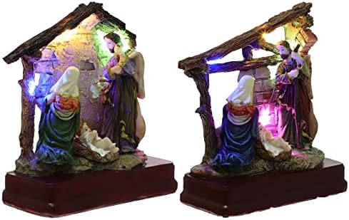 Божиќни украси на Амосфун Натиктивност Божиќна серија сценариска сцена Божиќна декорација Исусова фигура на свето семејство фигура на народеност