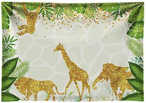 Смешно 8x6ft Трајната ткаенина Сафари џунгла тема роденденска забава Заднини без брчки златни сјајни диви едно животни Фотографија Позадина