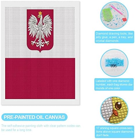 Полски знаме орел дијамантски сликарство комплет уметност слики DIY целосна вежба домашна додатоци Возрасни подароци за домашен wallид декор 12