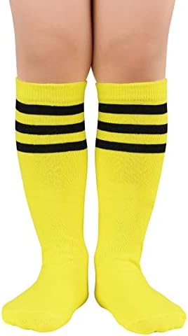 Американски трендови Детски фудбалски чорапи за мали момчиња девојчиња колена високи чорапи ленти памук спорт со долги цевки чорап