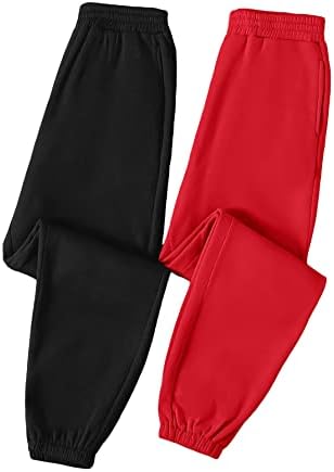 Makemechic женски 2 -пакети со високи половини со високи џогерни панталони со џебови со џебови