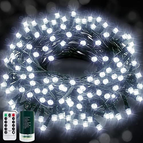 Турнмеон 150 LED 49,2 FT батерија оперирана Божиќна жица светла 8 режими Тајмер далечински управувач водоотпорен празник на отворено