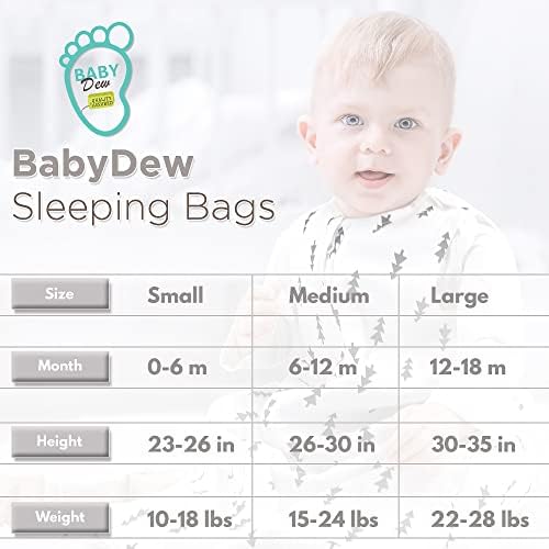 Бебе вреќа за спиење, носено ќебе за носење 6-12 месеци, 0,5 TOG природна премија памучна торба за спиење со двонасочна патент за лесно