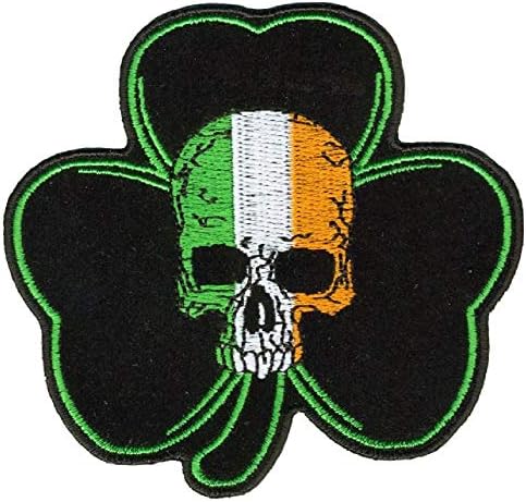 Ирски Шамрок w/череп w/знаме на Ирска бои голема лепенка, патриотска железо-на запечатена/шивачка лепенка-9 x 8,5