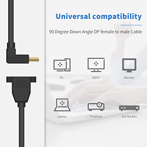 Кабел за продолжение на Poyiccot 8K DisplayPort, Down Angled DisplayPort To DisplayPort Extension Cable, 90 степени DisplayPort 1,4 dp до