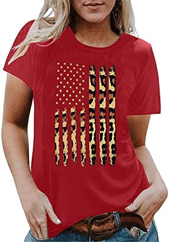 4 -ти јули кошули женски американско знаме маичка обични летни врвови со кратки ракави маички starsвезди шарени удобни лабави