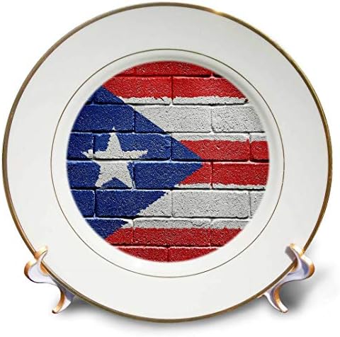 3DROSE CP_156970_1 Национално знаме на Порто Рико насликано на порцеланска плоча од тули Рикан, 8-инчен