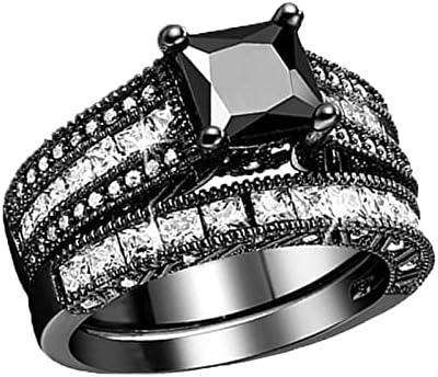 Роуз змија прстен плоштад црна бела боја кубна цирконија цирконија прстен за ангажман на снопчиња со целосен дијамант цирконија
