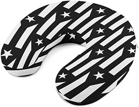 Порто Рико знаме црно-бело патничко перница за перница и поддршка за поддршка на перниче од перница од перница за глава во форма на
