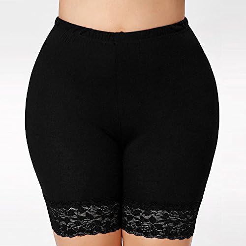Женски плус големина висока половината чипка за чипка шорцеви меки стрии кратки хеланки тренингот спортски панталони топли панталони