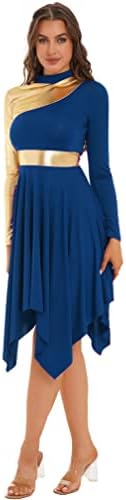 Јета жени во боја блок литургиски пофалби лирски танц фустан Обожава костум за облекување на туники преклопување