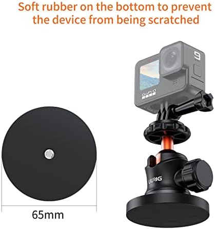 Уриг магнетна камера монтирање со 360 ° топка глава, магнетна подлога за монтирање со 1/4 -20 конец компатибилен со GoPro, гума