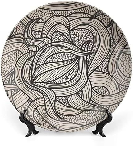 Апстрактна уметност цветна декоративна чинија тркалезна керамичка чинија коска Кина плоча со приказ за свадба декор за забава