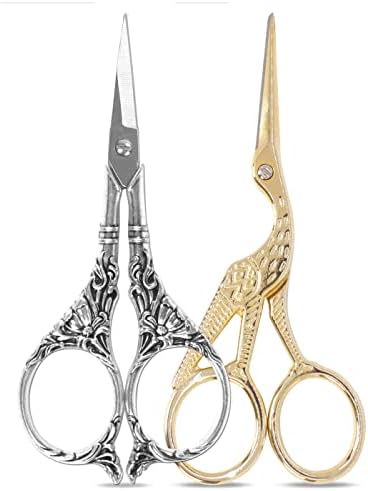 Ножици за везење BIHRTC, не'рѓосувачки челик, остар врв, класичен штрк ножици, дизајн на кран дизајн за шиење ножици DIY алатки, ножици за