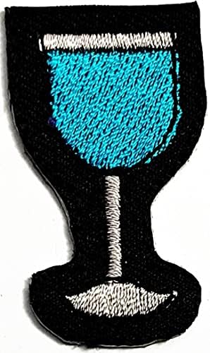 Кленплус 2 парчиња. Мини Чаша Сино Вино Извезено Железо на Шиење На Лепенка Модни Уметности Пијалок Пијалок Цртан Филм Налепници