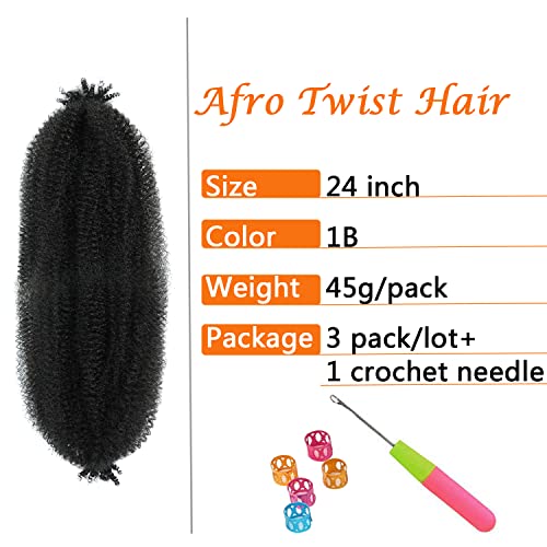 Пролетна афро пресврт коса 24 инчи 3 пакувања црна боја пред мелење на марки пресврт плетенка коса за црни жени