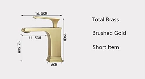 Басен тапа четкана златна месинг тапа за бања мијалник за мијалник со единечна рачка палуба монтирана тоалета топла и ладна тапа за