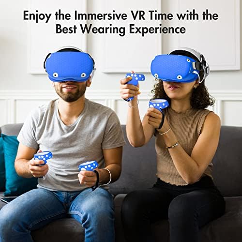 AMLINK VR Силиконски капаци на капакот за Oculus Quest 2, заштитна обвивка за обвивка од обвивка, силиконски капак на лицето, прилагодливо капакот на контролорот на лентата и