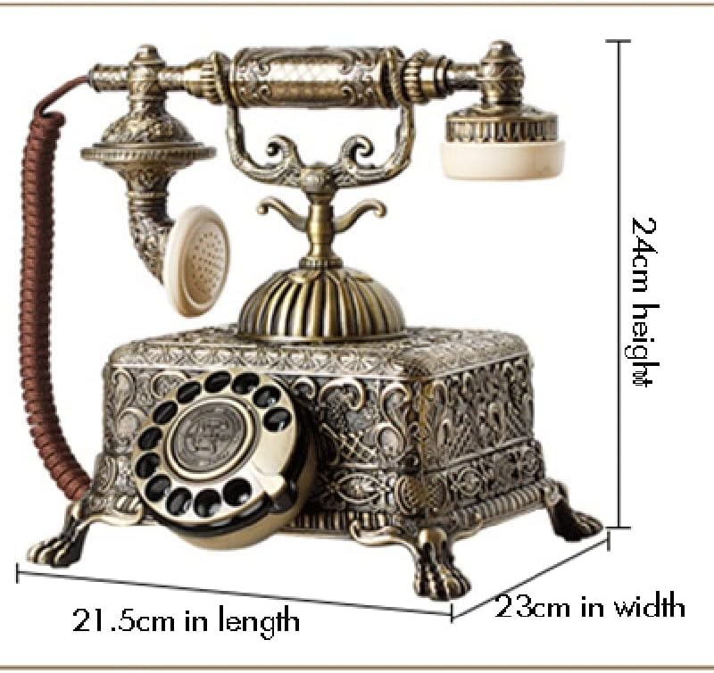 MJWDP Метал Гроздобер Антички телефон старомоден телефонски фиксна фиксна линија со ротационо бирање за декорација на домашни канцеларии