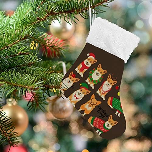 Алаза Божиќни чорапи Корги кучиња Божиќни класични персонализирани мали декорации за порибување за семејни сезонски празници за забави Декор од 4.7,87 “