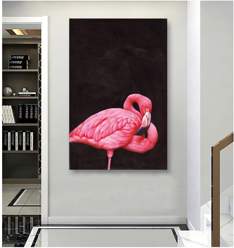 Ченбела-Фламинго рачно насликана wallидна уметност животинско платно масло сликање розова птица романтичен пејзаж uralидал погоден за дневна