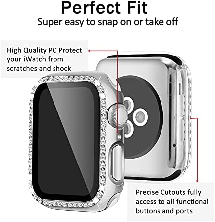 Dolicer 2 пакет Apple Watch Case компатибилен за серија SE/6/5/4 со заштитено стакло заштитник на екранот 44мм, компјутерски заштитен поклопец
