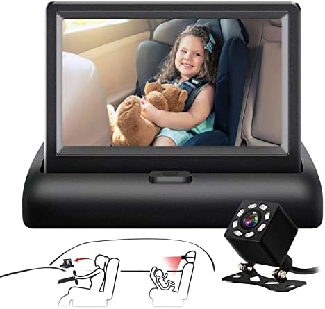 На децата Им Треба Огледало За Бебешки Автомобил-4.3 HD Функција За Ноќно Гледање Дисплеј За Огледало На Автомобил, Безбедносно Седиште За Автомобил Огледало Следено