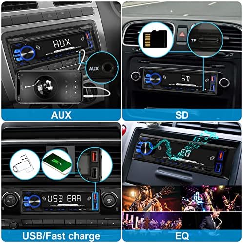 CAR Radio Bluetooth Single Din Car Stereo Audio, Mp3 Player Car Stereo 1 DIN со Bluetooth Handsfree/FM/Dual USB/TF/AUX/EQ/Брзо полнење,