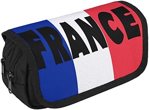 Франс знаме со молив со знаме со два големи прегради џеб голем капацитет торбичка торбичка за молив за возрасни тинејџери од училиште