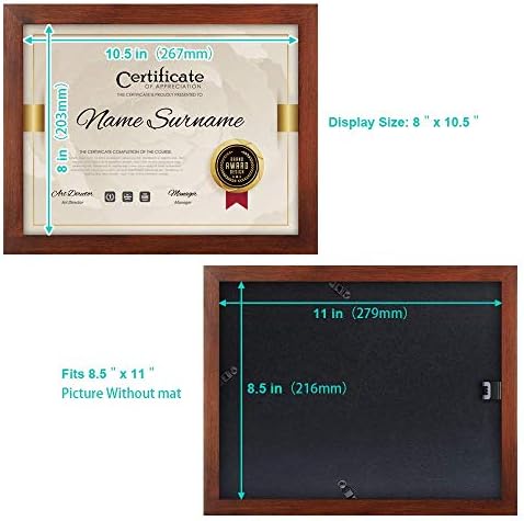 RPJC 2 PCS поставува рамки за цврсти дрвени документи, приказ на сертификат 8.5x11 инчи кафеава и 8,5x11 инчи кафеава боја