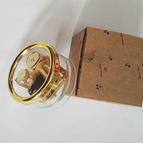 Fnly 18 белешки креативна ветерна акрилна пластика Транспарентна музичка кутија со движење со злато во, разни форми музичка кутија,