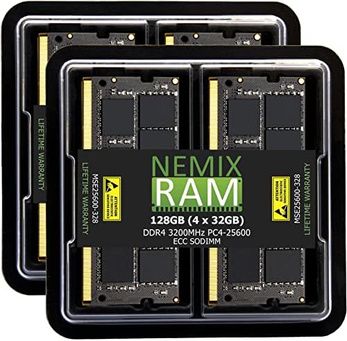 128 GB комплет 4X32GB DDR4-3200 PC4-25600 ECC SODIMM 2RX8 Надградба на меморијата од Nemix RAM