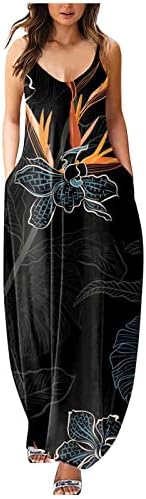 Trebinенски моден обичен секси печатење на секси печатење на вратот на вратот елек а-линија долг фустан