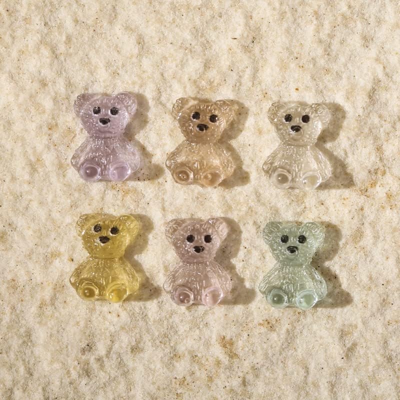 50 парчиња маникир мечка транспарентна тродимензионална мала мини симпатична смола слика разноврсен накит за летни нокти -