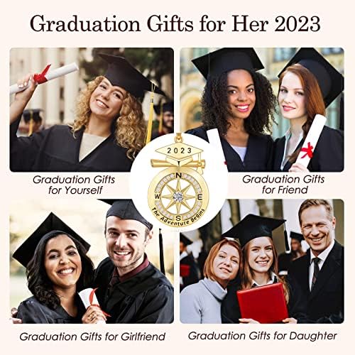 Подароци за дипломирање За Неа, Ѓердан Од Компас С925 За Жени Девојки, Инспиративна Класа На Ѓердан Со Приврзок За Капа За Дипломирање