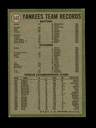 1971 Топпс 543 Тим на Јанкис Newујорк Јанкис ВГ/екс Јанкис