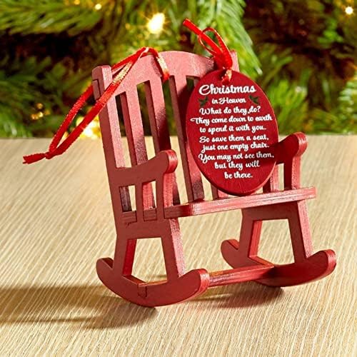 Меморијален украс на U-Buyhouse Christmas In Heaven Mini дрвен стол за лулка со значаен знак за ознаки дома за десктоп за работна површина