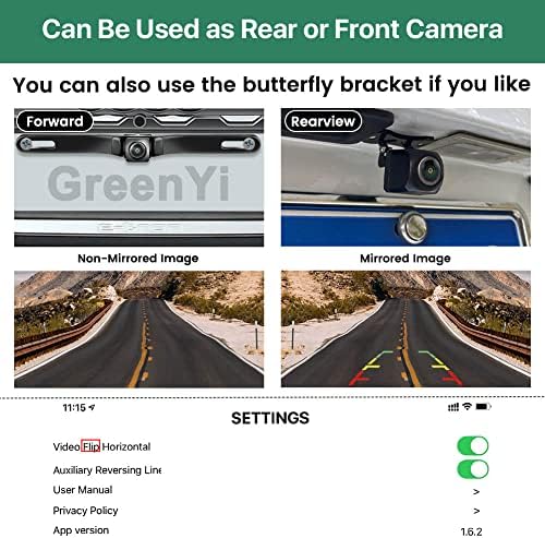 WiFi Автомобил Безжична Резервна Камера, GreenYi 5G 720P HD Автомобил Регистарска Табличка Заден/Преден Поглед Обратна Камера за iPhone iPad