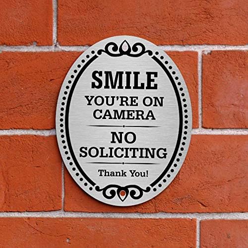 SmartSign Decorative нема знак за врата за барање, насмевка сте на знак на камера, без барање ви благодарам знак за врата, 4 x 5 алуминиумски