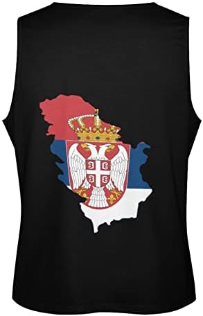Знаме Мапа На Србија Машки Резервоар Маица За Вежбање За Вежбање Во Теретана За Бодибилдинг Без Ракави