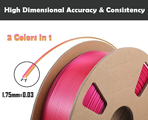 PLA 3D FILAMENT, DB PLA FILAMENT 1.75mm Точност +/- 0,03 mm Поставете го повеќето печатачи FDM ， 2 бои во 1 двојна ко-екстракција