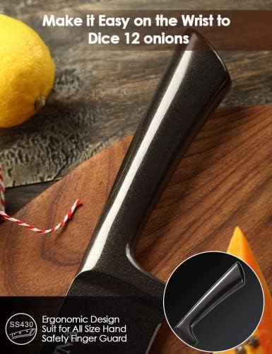 Еуна кујна нож 8 инчи интегриран со нож за готвачи на обвивка и подарок, издржлив, ултра остра нож за прибор за јадење со ергономска рачка