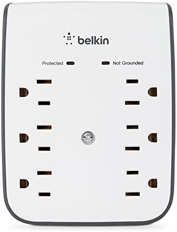 Заштитник на пренапони за напојување во Belkin Power со 6 наизменични продажни места и заштитник на USB Surge Surge, идеален за мобилни уреди,