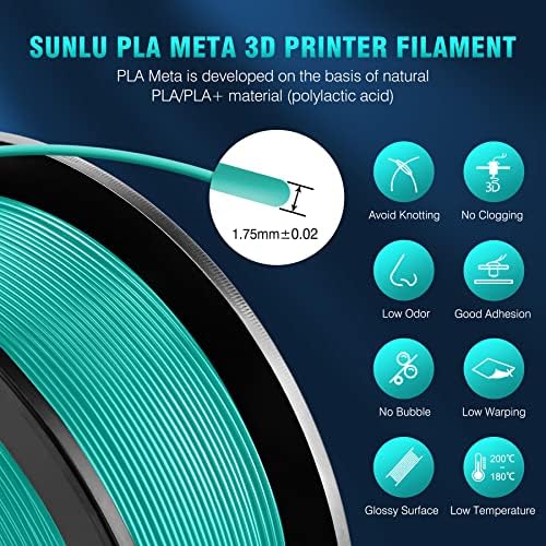 Куќиште на печатачот Sunlu 3D и PLA Meta 3D печатач Филамент 1 кг Бела, постојана температура на 3Д печатење за влакно на печатачот