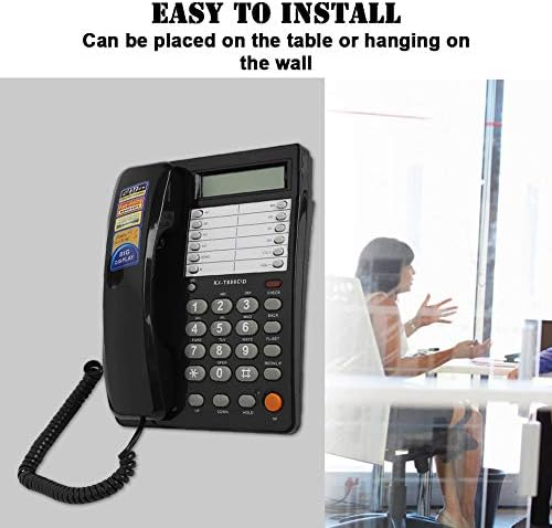 Телефон со кабел Асата со лична карта/ноќен приказ за домашен хотел канцеларија, DTMF/FSK Corded Desktop Wallиден телефон канцеларија фиксна