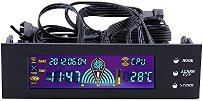 Конектори 5.25 инчи компјутерски вентилатор Контролер за брзина на температура на температурата LCD Предниот панел Трајни контролни
