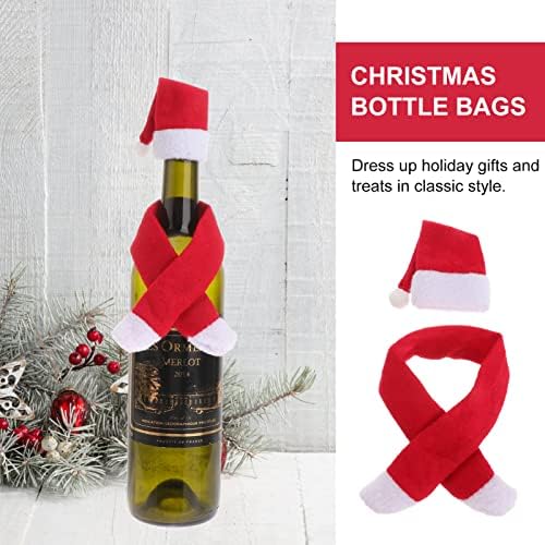 6 Поставете Мини Капа На Дедо Мраз И Мала Божиќна Шапка Капак За Шише Со Вино Поставете Црвени Мали Божиќни Капи На Дедо Мраз Декор За