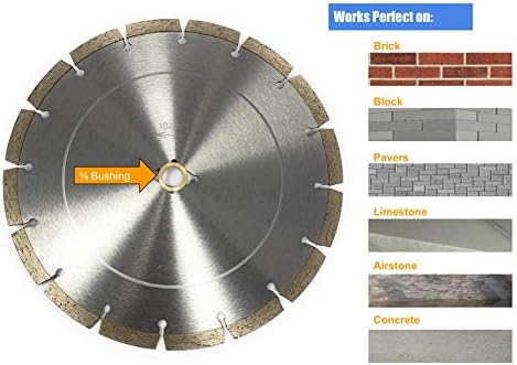 10-инчен суво или влажно сегментирано сечило на пила со 5/8-инчен арбор за бетон/тула
